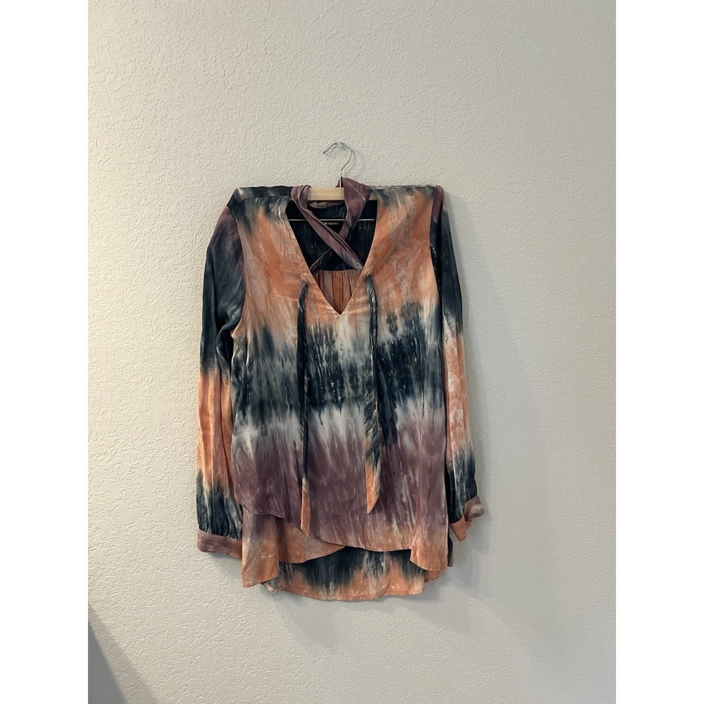 Fifteen Twenty Women's XS Tie Neck Crossover Top Tie Dye Blouse Shirt Rayon